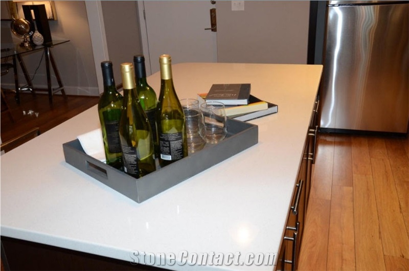 White Solid Surface Kitchen Island Top, Perimeter Top