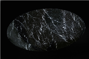 Nordst Oval Black Marble Dining Table
