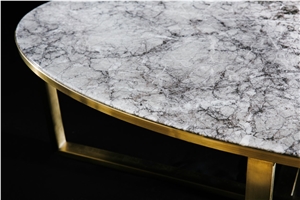 Nordst Oval Grey Marble Sofa Table