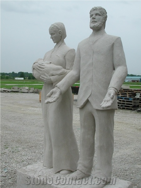 Rustic Buff Limestone Carved Sculpture