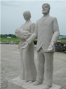 Rustic Buff Limestone Carved Sculpture