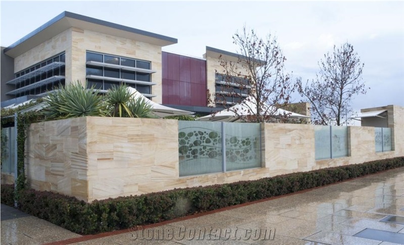 Golden Sunset Sandstone Cladding Sandblasted Surface or Diamond Cut Surface