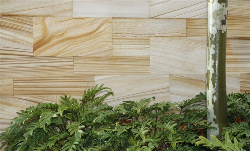 Golden Sunset Sandstone Cladding Sandblasted Surface or Diamond Cut Surface