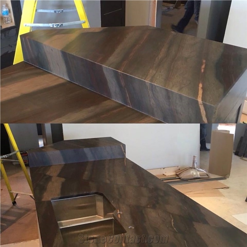 Copper Dune in Leather Finish Kitchen Island Counter