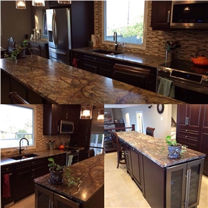 Rainforest Brown Leather Finish Kitchen Counter Tops