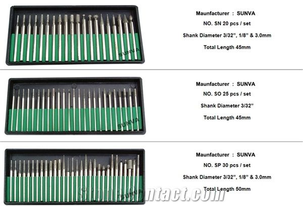 Sunva-So Diamond Mounted Points 25pcs/Set /Diamond Burrs /Diamond Tools