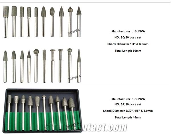 Sunva-So Diamond Mounted Points 25pcs/Set /Diamond Burrs /Diamond Tools