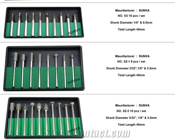 Sunva-So Diamond Mounted Points 25pcs/Set /Diamond Burrs /Diamond Tools