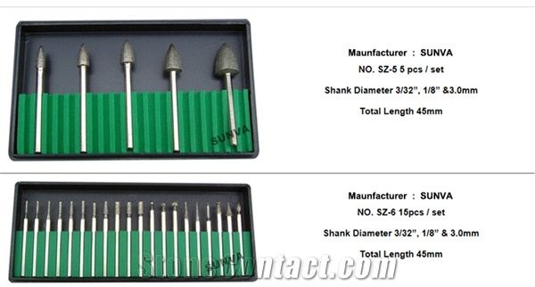 Sunva-Sz-1 Diamond Mounted Points 8pcs/Set /Diamond Burrs /Diamond Tools