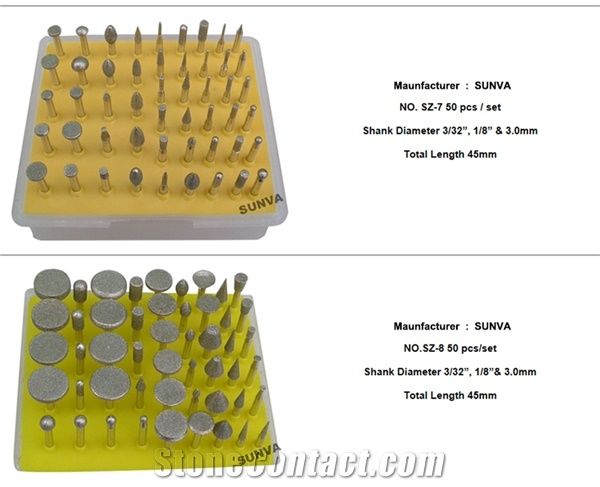 Sunva-Sz-4 Diamond Mounted Points 10pcs/Set Diamond Burr