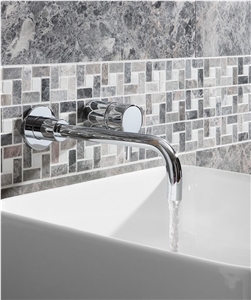 Lantau Grey Mosaic Cross Hatch Tile