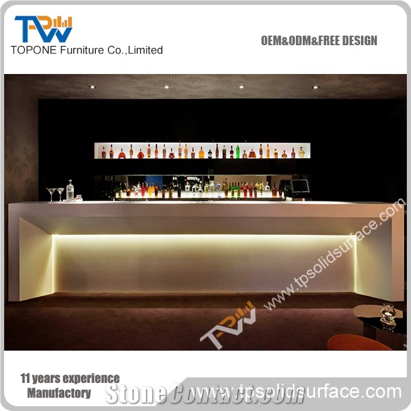 Commercial Acrylic Solid Surface Bar Counter Tops for Restaurant or Night Club, Artificial Marble Stone Bar Counter Desk Tops Design, Manmade Stone Bar Tabletops for Bar Furniture with Factory Price