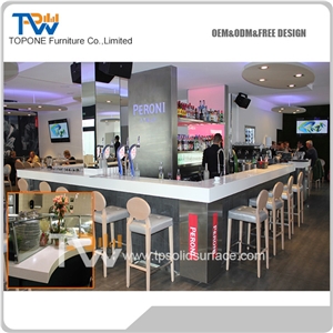 Commercial Acrylic Solid Surface Bar Counter Tops for Restaurant or Night Club, Artificial Marble Stone Bar Counter Desk Tops Design, Manmade Stone Bar Tabletops for Bar Furniture with Factory Price