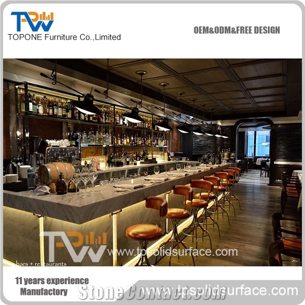 L Shape Beige Color, Acrylic Solid Surface Bar Counter Led for Sale, Artificial Marble Stone Bar Counter Tops for Restaruant, Manmade Stone Bar Counter Tabletops with Chinese Factory Price, Oem or Odm