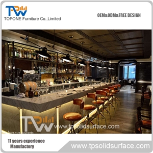 L Shape Beige Color, Acrylic Solid Surface Bar Counter Led for Sale, Artificial Marble Stone Bar Counter Tops for Restaruant, Manmade Stone Bar Counter Tabletops with Chinese Factory Price, Oem or Odm