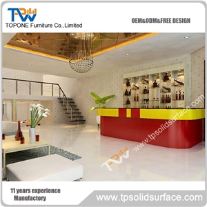 Modern Design Commercial Acrylic Solid Surface Wine Bar Counters Worktops for Sale, Artificial Marble Stone Bar Desk Tops for Bar Furniture, Manmade Stone Bar Tabletops with Facotry Price