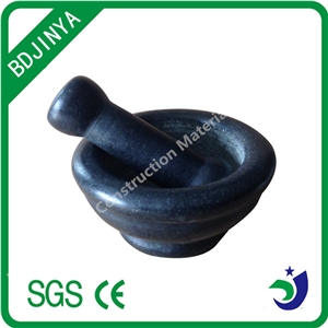 Natural Stone Black Mortar and Pestle, Black Granite Mortars