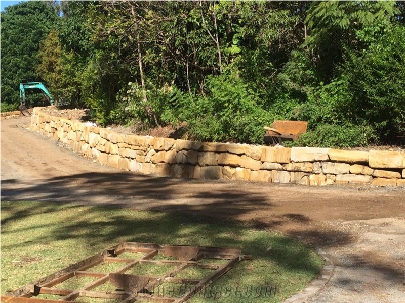 Buff Australian Sandstone Retaining Walls
