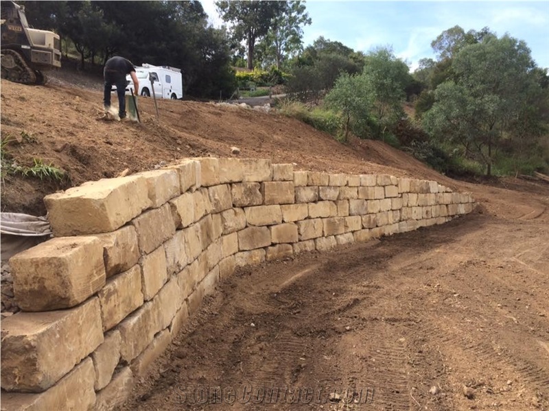 Buff Australian Sandstone Retaining Walls
