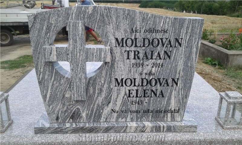 China Juparana Grey Granite Tombstone