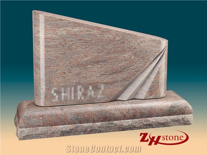 Good Quality Polished Flat Top Custom Design Dakota Mahogany Granite Tombstone Design/ Western Style Tombstones/ Single Monuments/ Upright Monuments/ Headstones