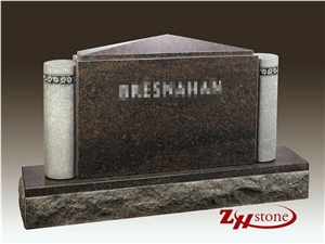 Good Quality Polished Flat Top Custom Design Dakota Mahogany Granite Tombstone Design/ Western Style Tombstones/ Single Monuments/ Upright Monuments/ Headstones