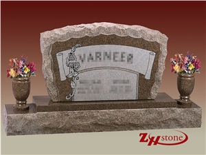 Good Quality Polished Flat Top Custom Design Dakota Mahogany Granite Tombstone Design/ Western Style Tombstones/ Single Monuments/ Upright Monuments/ Headstones
