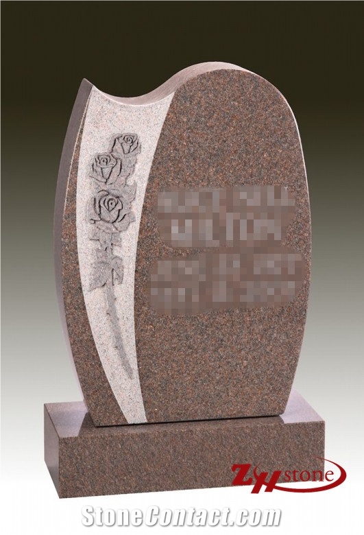 Good Quality Polished Heart Shaped Indian Red/ Imperial Red Granite Tombstone Design/ Western Style Monuments/ Upright Monuments/ Monument Design/ Heart Tombstones