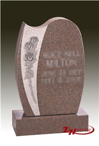 Good Quality Polished Heart Shaped Indian Red/ Imperial Red Granite Tombstone Design/ Western Style Monuments/ Upright Monuments/ Monument Design/ Heart Tombstones