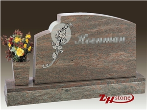 Own Factory Polished Custom Roof Top Indian Red Granite Single Monuments/ Upright Monuments/ Headstones/ Engraved Tombstones/ Engraved Headstones