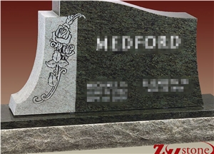Own Factory Polished Half Serp Top Unique Design Forest Green Granite Tombstone Design/ Single Monuments/ Headstones/ Gravestone/ Custom Monuments