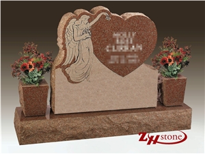 Own Factory Polished Half Serp Top Unique Design Forest Green Granite Tombstone Design/ Single Monuments/ Headstones/ Gravestone/ Custom Monuments