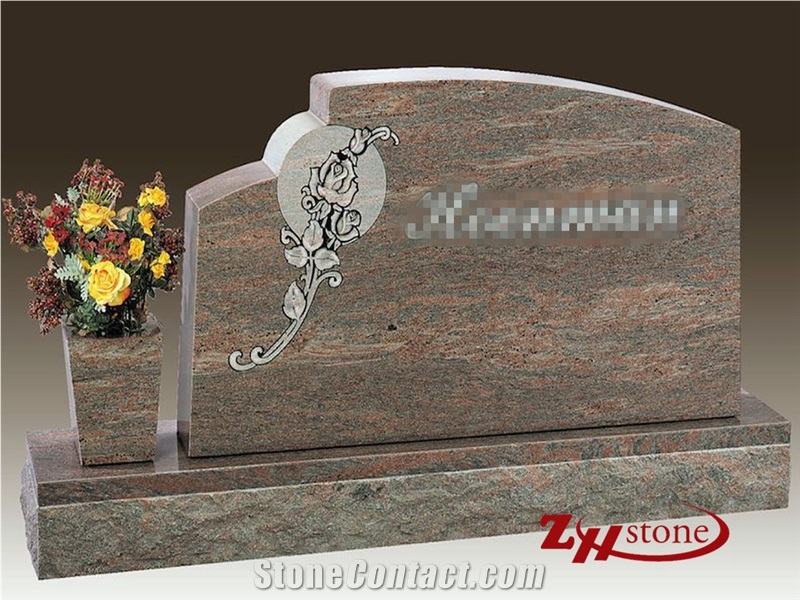 Own Factory Polished Half Serp Top Unique Design Forest Green Granite Tombstone Design/ Single Monuments/ Headstones/ Gravestone/ Custom Monuments