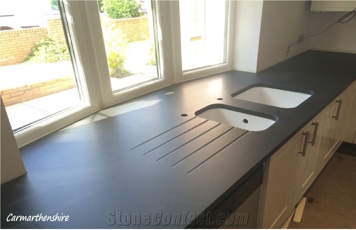 Welsh Slate - Dark Blue Grey Slate Kitchen Work Tops