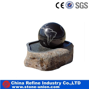 Black Granite Ball Exterior Fountains, Floating Ball