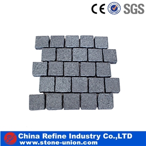 Black Granite Mesh Cobble Stone, G654 Cube Stone Pavers on Mesh, Black Granite Walkway Pavers Black Granite Mesh Cobble Stone, G654 Cube Stone Pavers on Mesh, Black Granite Walkway Pavers