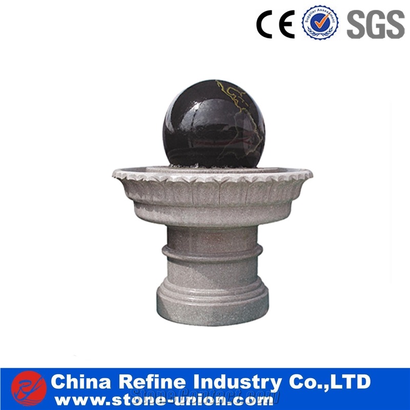 Black Granite Rolling Sphere Fountain, Floating Ball Fountain,Water Features Stone Fountains Rolling Ball Fountains