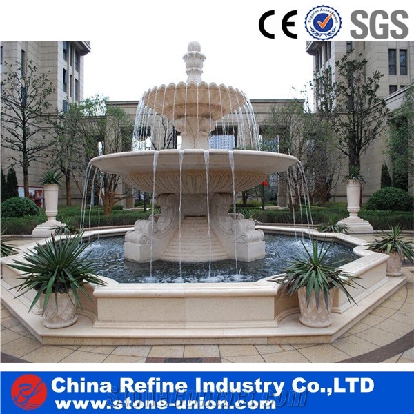 Cheap design marble  fountain with lady statue and shell spout &white hand carved neptune cherubs statue fountain