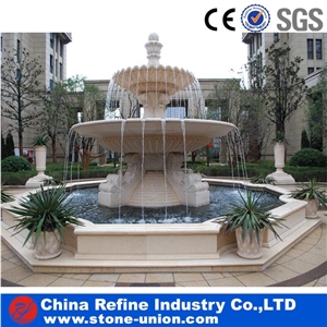 Cheap design marble  fountain with lady statue and shell spout &white hand carved neptune cherubs statue fountain