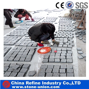 G654 Natural Surface Granite Paving Stone With Mesh