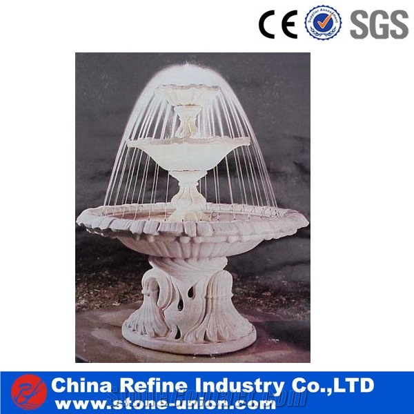 Local Orange Marble with 3 Tier Classical &Henan Yellow Marble Fountain,Carved Beige Marble Fountain