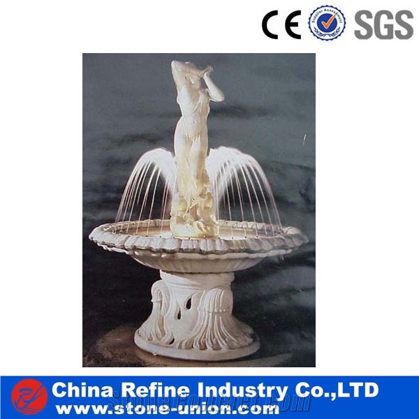 Local Orange Marble with 3 Tier Classical &Henan Yellow Marble Fountain,Carved Beige Marble Fountain