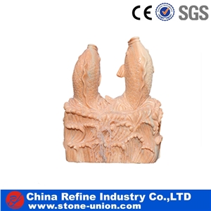 Sculptured Beige Marble Fish Shape Fountain