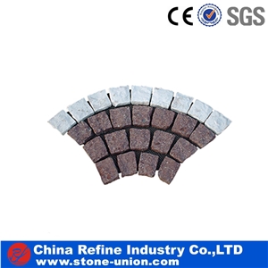 White Red Granite Cubestone In Mesh, China Multicolor