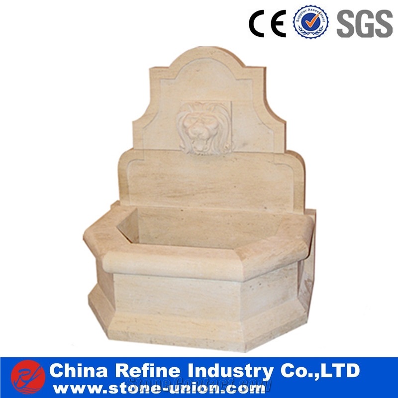 Yellow Limestone Big Round Square Water Fountain
