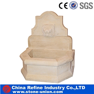 Yellow Limestone Big Round Square Water Fountain