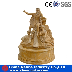 Yellow Limestone Big Round Square Water Fountain
