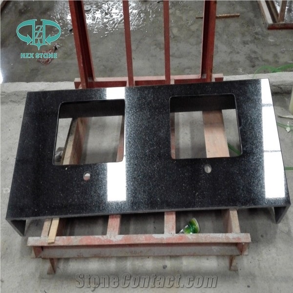 Black Galaxy Granite Bathroom Countertops,India Black Kitchen,Bar,Desk