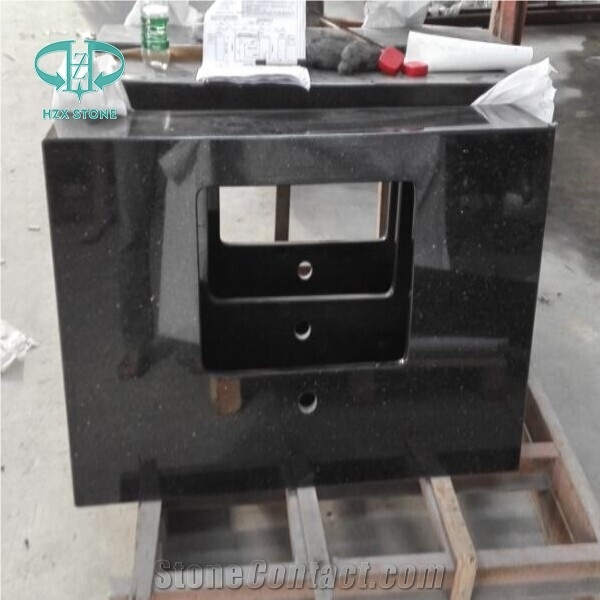 Black Galaxy Granite Bathroom Countertops,India Black Kitchen,Bar,Desk