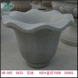Black Granite Round Shape Pineapple Finish Flower Planter, Natural Split Finish Flower Pot for Garden Decoration
